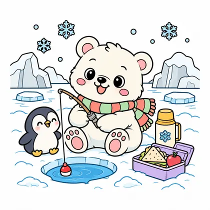 북극곰 얼음낚시 피크닉 컬러 참고본