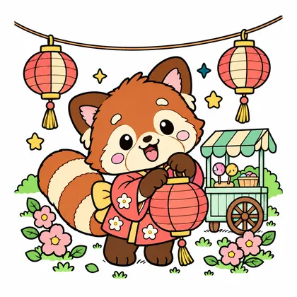 레서판다 등불 축제 컬러 참고본