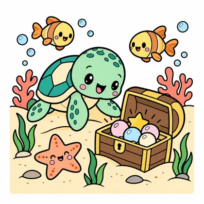 바다거북의 바닷속 보물 컬러 참고본