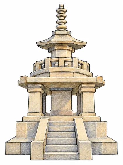 Color reference of Bulguksa Dabotap Pagoda, South Korea on a white background