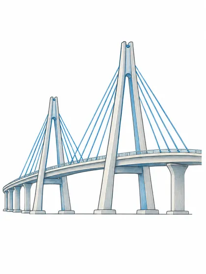 Color reference of Incheon Bridge, South Korea on a white background