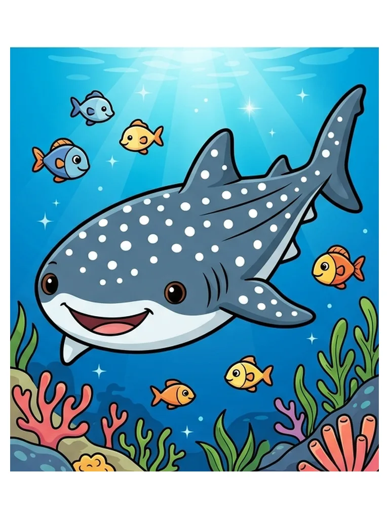 Modèle en couleur du coloriage requin-baleine, Dottie