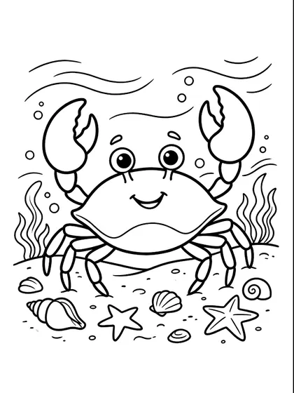 Coloriage crabe en noir et blanc, Ttotto