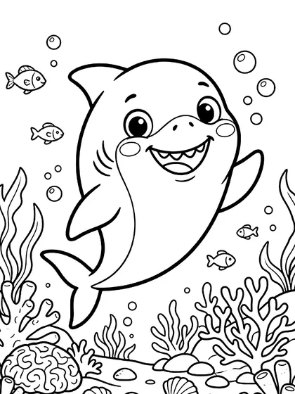 Coloriage requin en noir et blanc