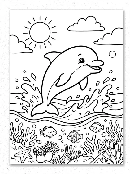 Coloriage dauphin en noir et blanc, Pongpongi