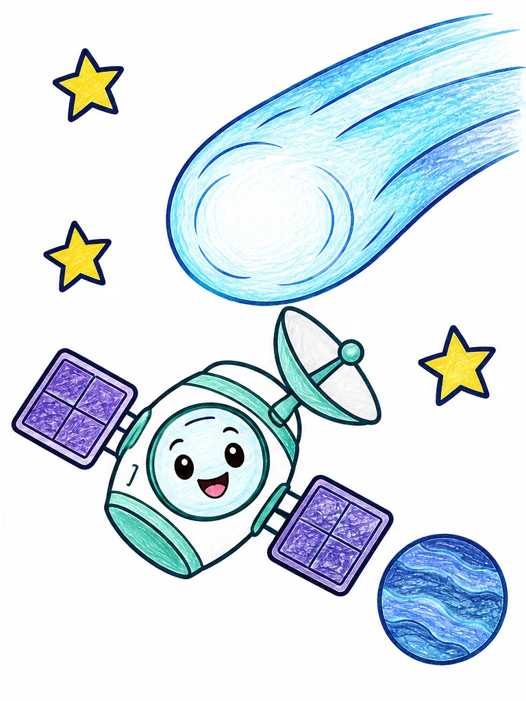 Modelo en color de sonda de investigación de cometas para colorear