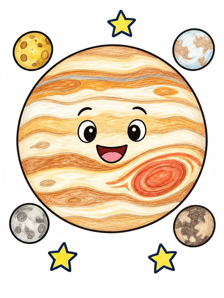 Color reference of jupiter in cream, tan, ochre, orange, coral