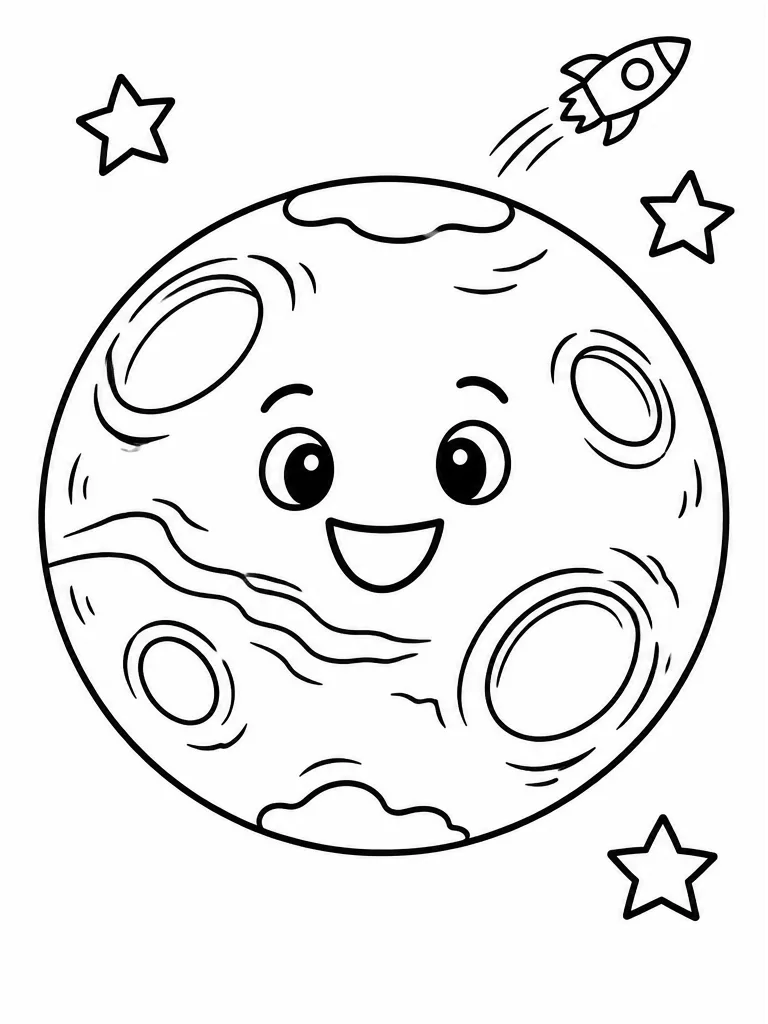 Dibujo en blanco y negro de Marte para colorear
