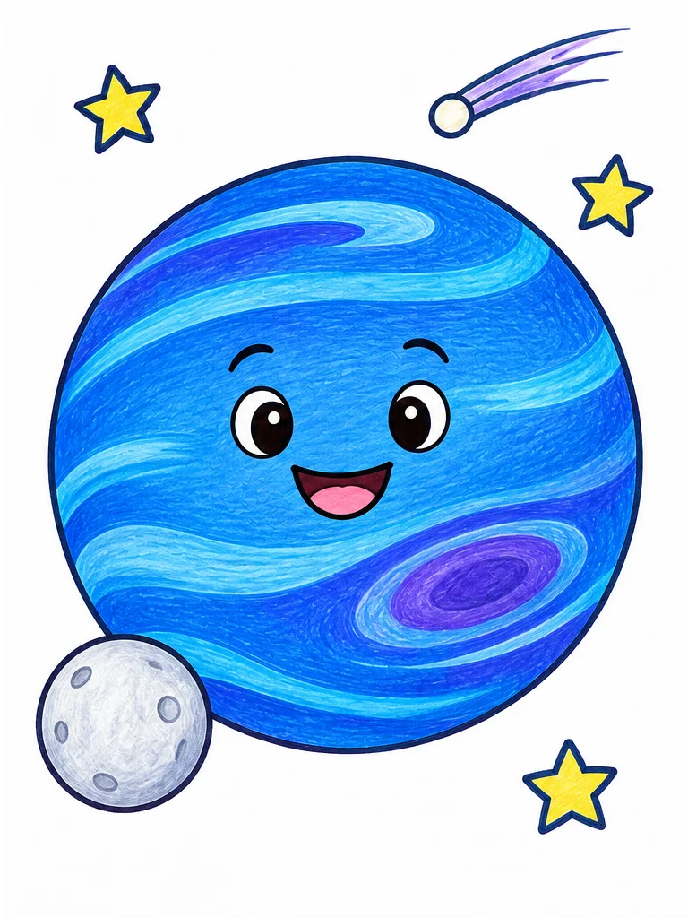 Modelo en color de Neptuno para colorear