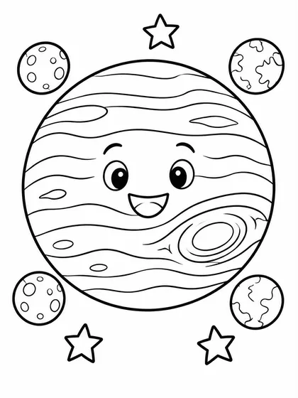 Dibujo en blanco y negro de Júpiter para colorear