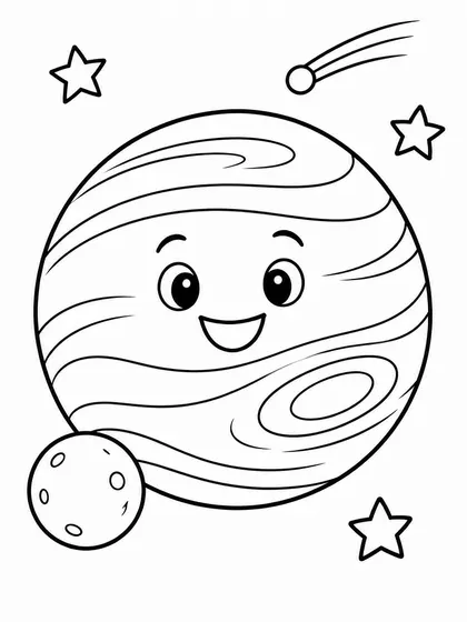 Dibujo en blanco y negro de Neptuno para colorear