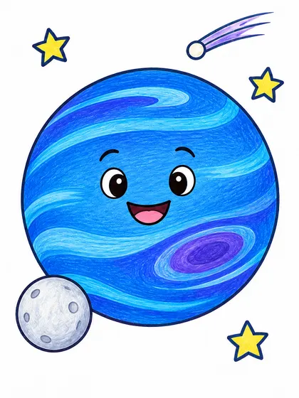 Modelo en color de Neptuno para colorear