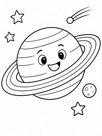 Dibujo en blanco y negro de Saturno para colorear