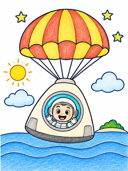 Modelo en color de regreso de la cápsula espacial para colorear
