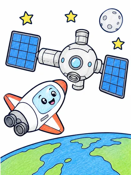 Modelo en color de acoplamiento a la estación espacial para colorear