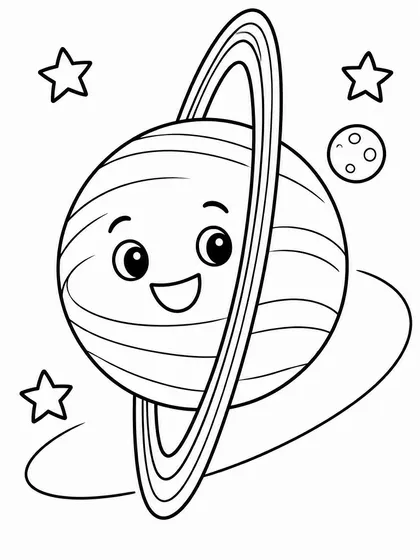 Dibujo en blanco y negro de Urano para colorear