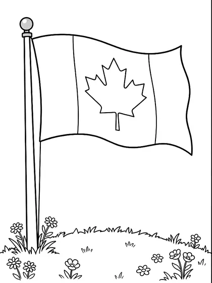 Black-and-white coloring page of the Canada flag