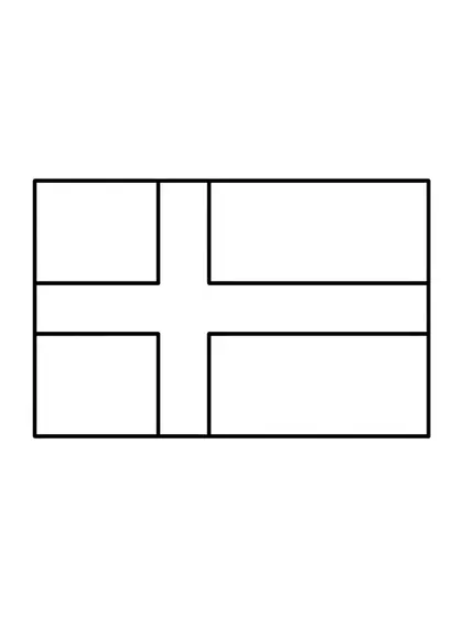 Black-and-white coloring page of the Sweden flag