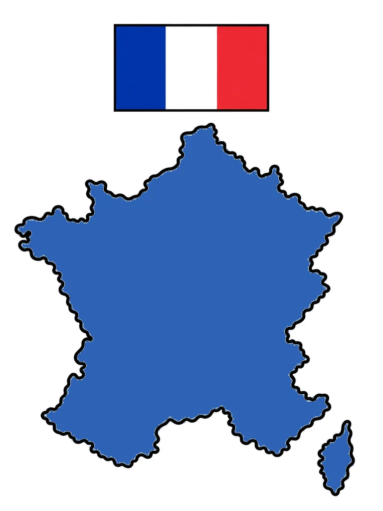 Modèle en couleur du coloriage carte de la France