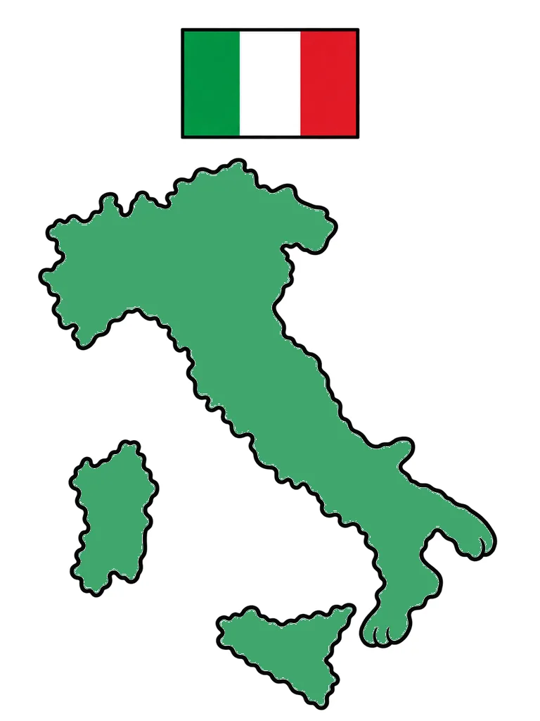 Color reference of the Italy map with its flag