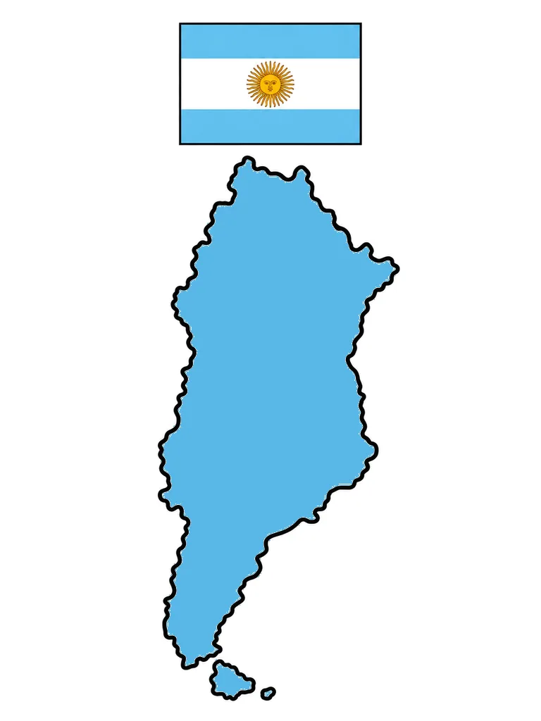Color reference of the Argentina map with its flag