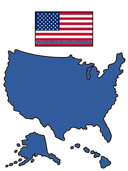 アメリカの地図のぬりえのカラーのお手本