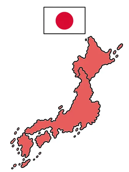 日本の地図のぬりえのカラーのお手本