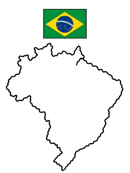 ブラジルの地図の白黒ぬりえ線画