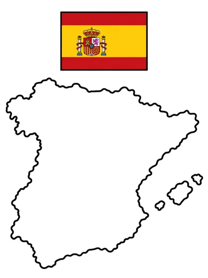 スペインの地図の白黒ぬりえ線画