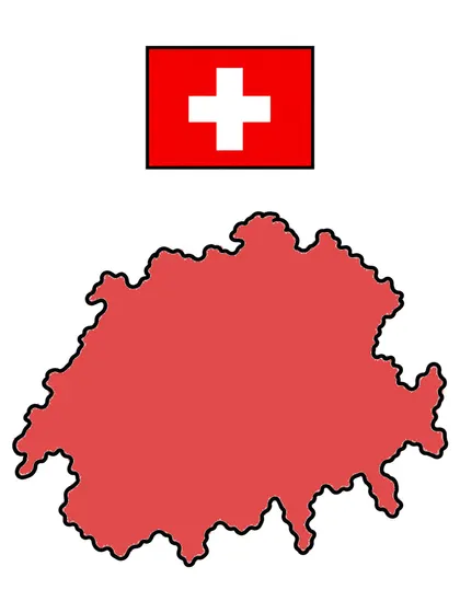 スイスの地図のぬりえのカラーのお手本