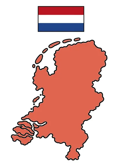 オランダの地図のぬりえのカラーのお手本